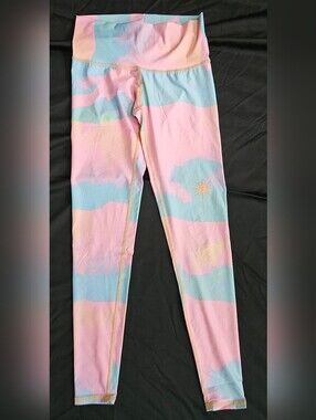 teeki Moon Pink Rainbow Hot Pants Yoga Leggings Size Small